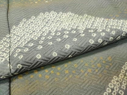 平和屋着物▽訪問着　単衣　絞り　刺繍　遠山箔散らし　金彩　正絹　逸品　CAAU5255vp