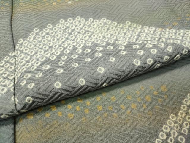 平和屋着物▽訪問着　単衣　絞り　刺繍　遠山箔散らし　金彩　正絹　逸品　CAAU5255vp