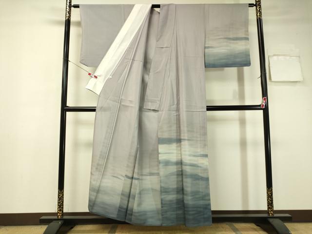 平和屋着物▽訪問着 単衣 霞文 暈し染め 正絹 逸品 CAAU5286vp