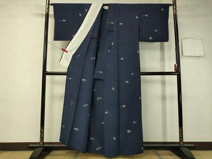 平和屋着物▽上質な小紋 単衣 草花文 銀糸 正絹 逸品 未使用 CAAU5376vp