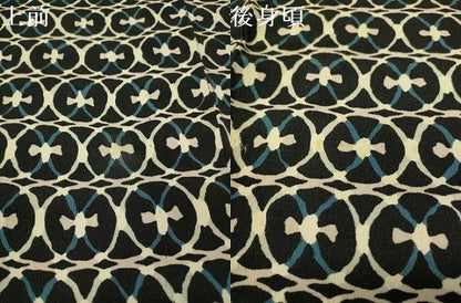平和屋着物▽上質な小紋 単衣 型染め 丸繋ぎ 黒地 正絹 逸品 CAAU5393vp