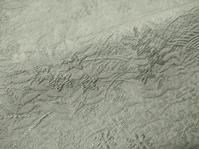平和屋着物▽上質な色無地 単衣 草花文 灰青色 三越扱い 正絹 逸品 CAAU5399vp
