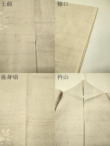 平和屋着物▽訪問着　単衣　生紬　草花シルエット　正絹　逸品　CAAU5446vp