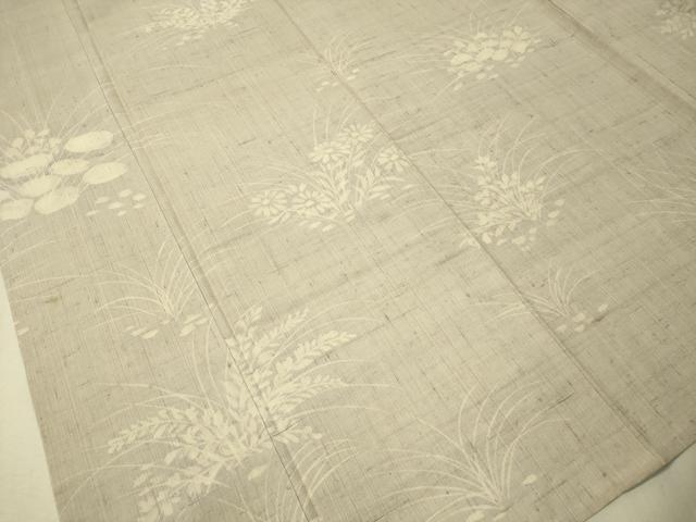 平和屋着物▽訪問着　単衣　生紬　草花シルエット　正絹　逸品　CAAU5446vp