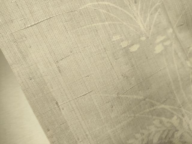 平和屋着物▽訪問着　単衣　生紬　草花シルエット　正絹　逸品　CAAU5446vp