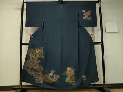 平和屋着物▽訪問着　単衣　貝桶花文　金銀彩　正絹　逸品　CAAU5455vp