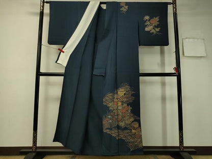 平和屋着物▽訪問着　単衣　貝桶花文　金銀彩　正絹　逸品　CAAU5455vp