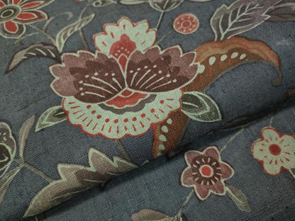 平和屋着物▽上質な小紋 単衣 紬地 型染め 更紗唐草文 正絹 逸品 CAAU5471vp