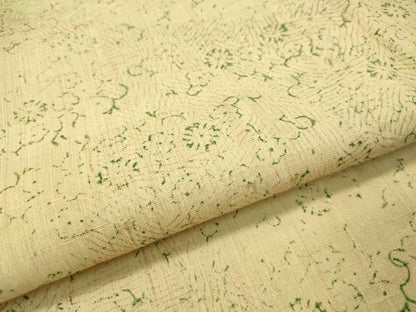 平和屋着物▽上質な紬　単衣　切嵌花文　正絹　逸品　CAAU5472vp