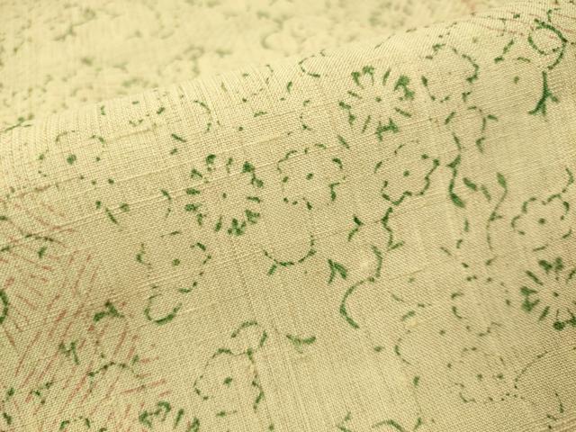 平和屋着物▽上質な紬　単衣　切嵌花文　正絹　逸品　CAAU5472vp