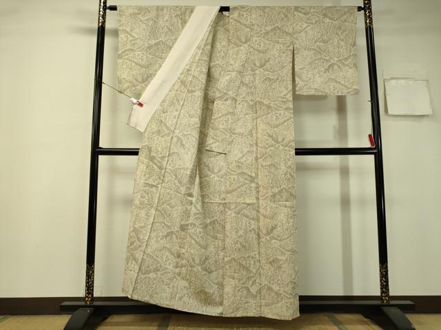 平和屋着物▽本塩沢 単衣 遠山風景文 正絹 逸品 CAAU5520vp