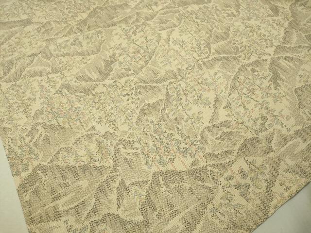 平和屋着物▽本塩沢 単衣 遠山風景文 正絹 逸品 CAAU5520vp