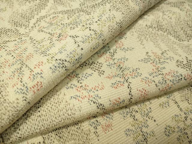 平和屋着物▽本塩沢 単衣 遠山風景文 正絹 逸品 CAAU5520vp
