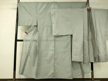 平和屋着物＊夏物 男性 色無地・長羽織セット 絽 着物:湊鼠色 羽織:銀鼠色 キングサイズ 洗える着物 CAAU5582vp