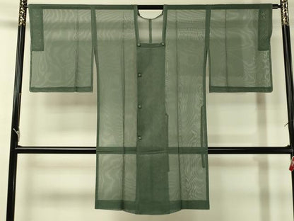 平和屋着物▽道行コート　スリーシーズン　春夏秋　塵除け　紗　ロング丈　青鈍色　正絹　逸品　未使用　CAAU5592vp