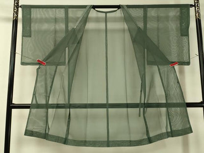 平和屋着物▽道行コート　スリーシーズン　春夏秋　塵除け　紗　ロング丈　青鈍色　正絹　逸品　未使用　CAAU5592vp