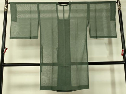 平和屋着物▽道行コート　スリーシーズン　春夏秋　塵除け　紗　ロング丈　青鈍色　正絹　逸品　未使用　CAAU5592vp