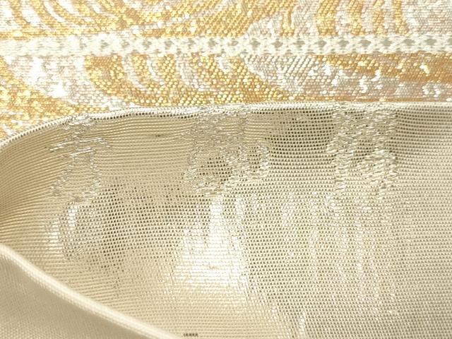 平和屋着物▼六通柄袋帯 唐織 秀風錦 流水草花文 金銀糸 正絹 逸品 CAAU5654ak