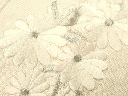 平和屋着物▼太鼓柄袋帯 総刺繍 駒刺繍 鼓 草花文 銀糸 正絹 逸品 CAAU5663ak
