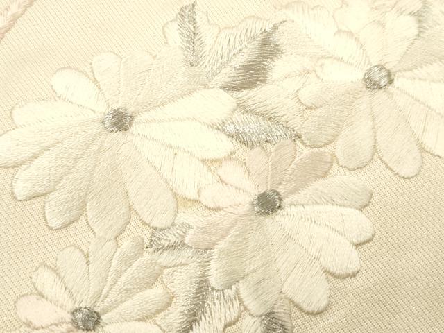 平和屋着物▼太鼓柄袋帯 総刺繍 駒刺繍 鼓 草花文 銀糸 正絹 逸品 CAAU5663ak