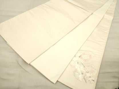 平和屋着物▼太鼓柄袋帯 総刺繍 駒刺繍 鼓 草花文 銀糸 正絹 逸品 CAAU5663ak
