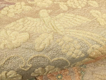 平和屋着物▼六通柄袋帯 ふくれ織 花鳥文 金糸 正絹 逸品 CAAU5842ak