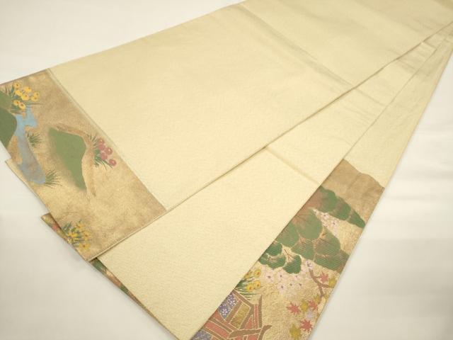 平和屋着物▼太鼓柄袋帯　風景文　金糸　正絹　逸品　CAAU5919ak