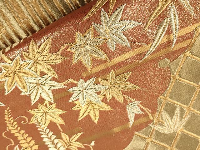 平和屋着物●ファッションデザイナー 花井幸子 六通柄袋帯 唐織 松竹梅花文 金糸 正絹 逸品 CAAU5970ak