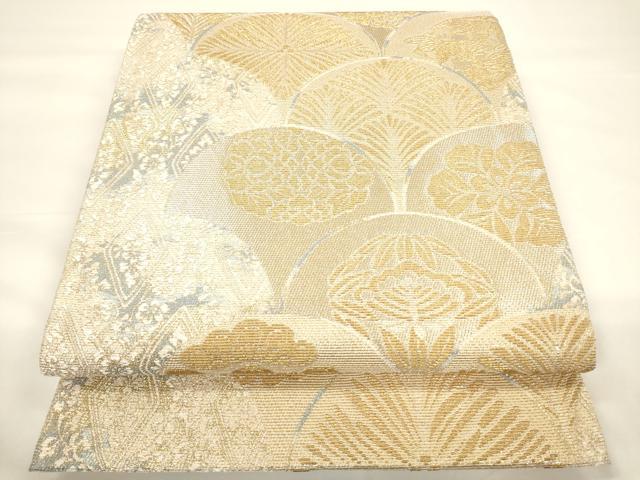 平和屋着物▼六通柄袋帯　金華山織　青海波吉祥花文　金糸　正絹　逸品　CAAU5998ak