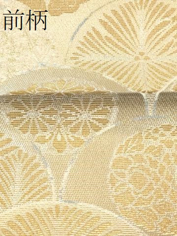 平和屋着物▼六通柄袋帯　金華山織　青海波吉祥花文　金糸　正絹　逸品　CAAU5998ak