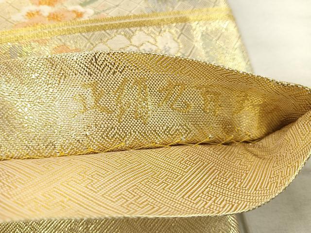 平和屋着物◎佐賀錦 六通柄袋帯 宝珠本佐賀錦 花鳥文 金糸 正絹 逸品 CAAU6865ua