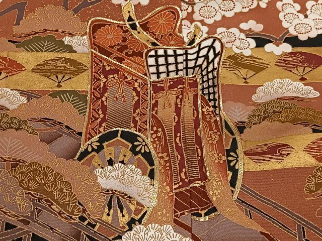 平和屋着物■豪華黒留袖 駒刺繍 吉祥御所車花文 金彩 正絹 逸品 CAAU7089ua