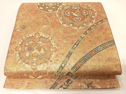 平和屋着物◎六通柄袋帯　花唐草文　金銀糸　正絹　逸品　CAAU7188ua