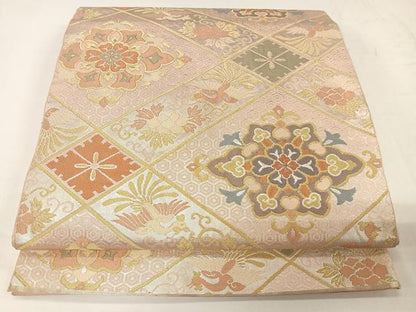 平和屋着物◎六通柄袋帯　花鳥文　金糸　正絹　逸品　CAAU7194ua