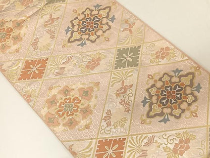 平和屋着物◎六通柄袋帯　花鳥文　金糸　正絹　逸品　CAAU7194ua