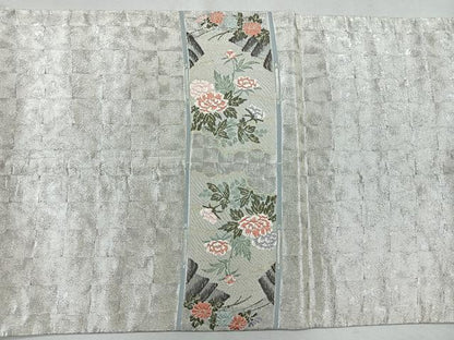 平和屋着物◎六通柄袋帯 唐織 飛鶴花文 金銀糸 正絹 逸品 CAAU7212nb