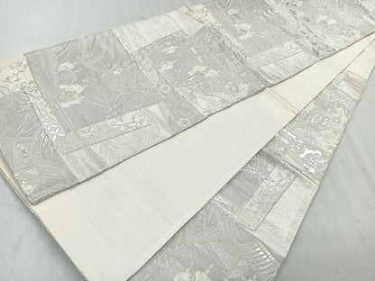 平和屋着物◎六通柄袋帯 蒔絵錦 人物風景文 銀糸 正絹 逸品 CAAU7226nb