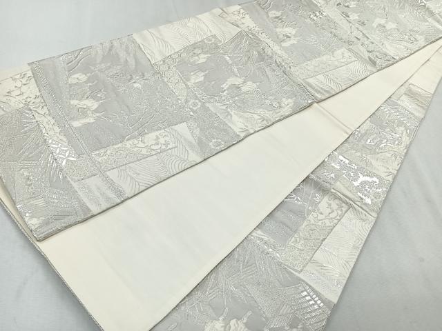 平和屋着物◎六通柄袋帯 蒔絵錦 人物風景文 銀糸 正絹 逸品 CAAU7226nb
