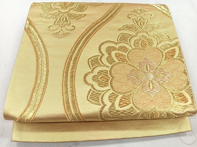 平和屋着物◎六通柄袋帯 立涌花文 金糸 正絹 逸品 CAAU7228nb