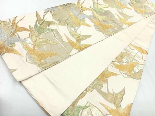 平和屋着物◎六通柄袋帯 飛鶴文 金銀糸 正絹 逸品 CAAU7229nb