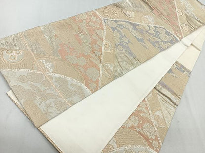 平和屋着物◎六通柄袋帯　飛鶴花文　十字屋謹製　金糸　正絹　逸品　CAAU7234nb