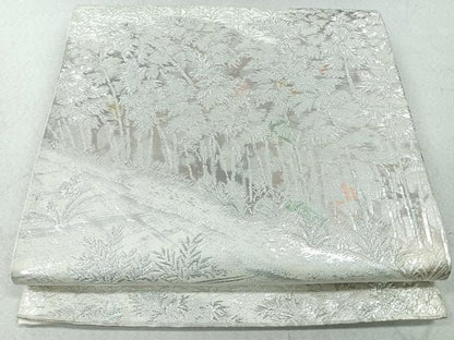 平和屋着物◎六通柄袋帯 笹竹文 銀糸 引箔 正絹 逸品 CAAU7249nb