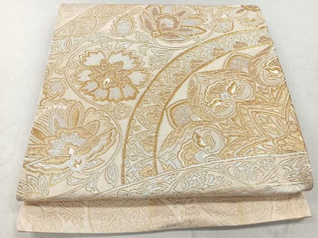平和屋着物◎六通柄袋帯 更紗花文 金銀糸 正絹 逸品 CAAU7250nb