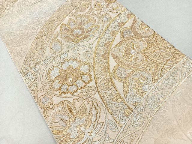 平和屋着物◎六通柄袋帯 更紗花文 金銀糸 正絹 逸品 CAAU7250nb