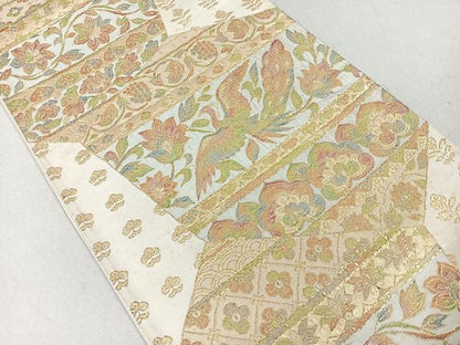 平和屋着物◎六通柄袋帯 更紗花鳥文 金糸 正絹 逸品 CAAU7254nb