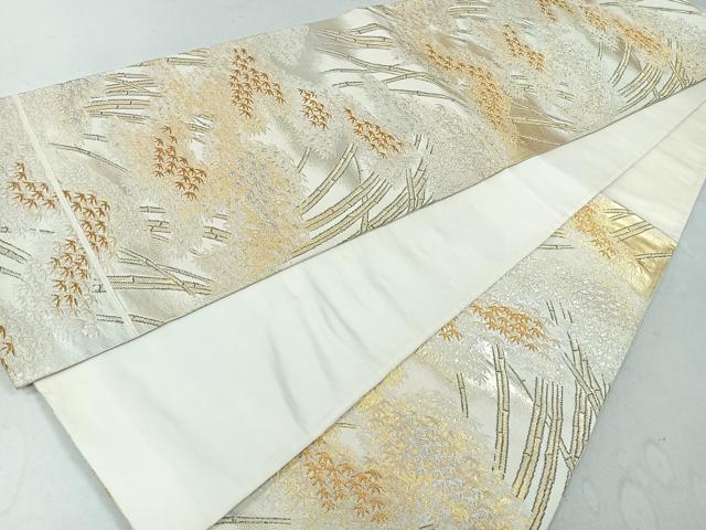 平和屋着物◎六通柄袋帯 笹竹文 金銀糸 正絹 逸品 CAAU7258nb