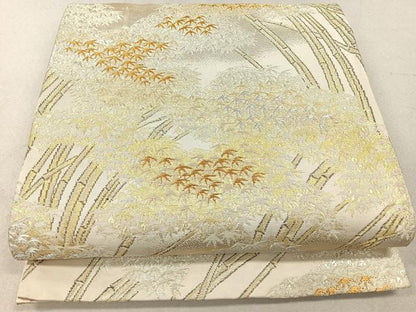 平和屋着物◎六通柄袋帯 笹竹文 金銀糸 正絹 逸品 CAAU7258nb