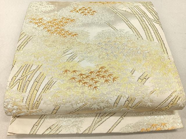 平和屋着物◎六通柄袋帯 笹竹文 金銀糸 正絹 逸品 CAAU7258nb