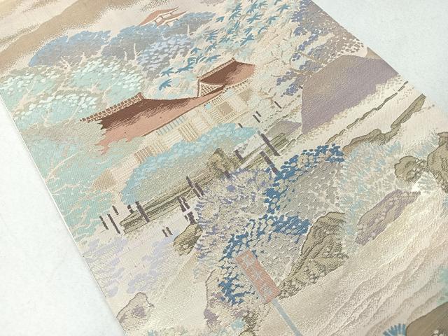 平和屋着物◎六通柄袋帯 名勝百景 洛東銀閣寺 金糸 正絹 逸品 CAAU7260nb