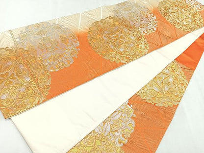 平和屋着物◎六通柄袋帯 正倉院花文 金銀糸 正絹 逸品 CAAU7267nb